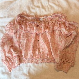 Love Shack Fancy off the shoulder blouse